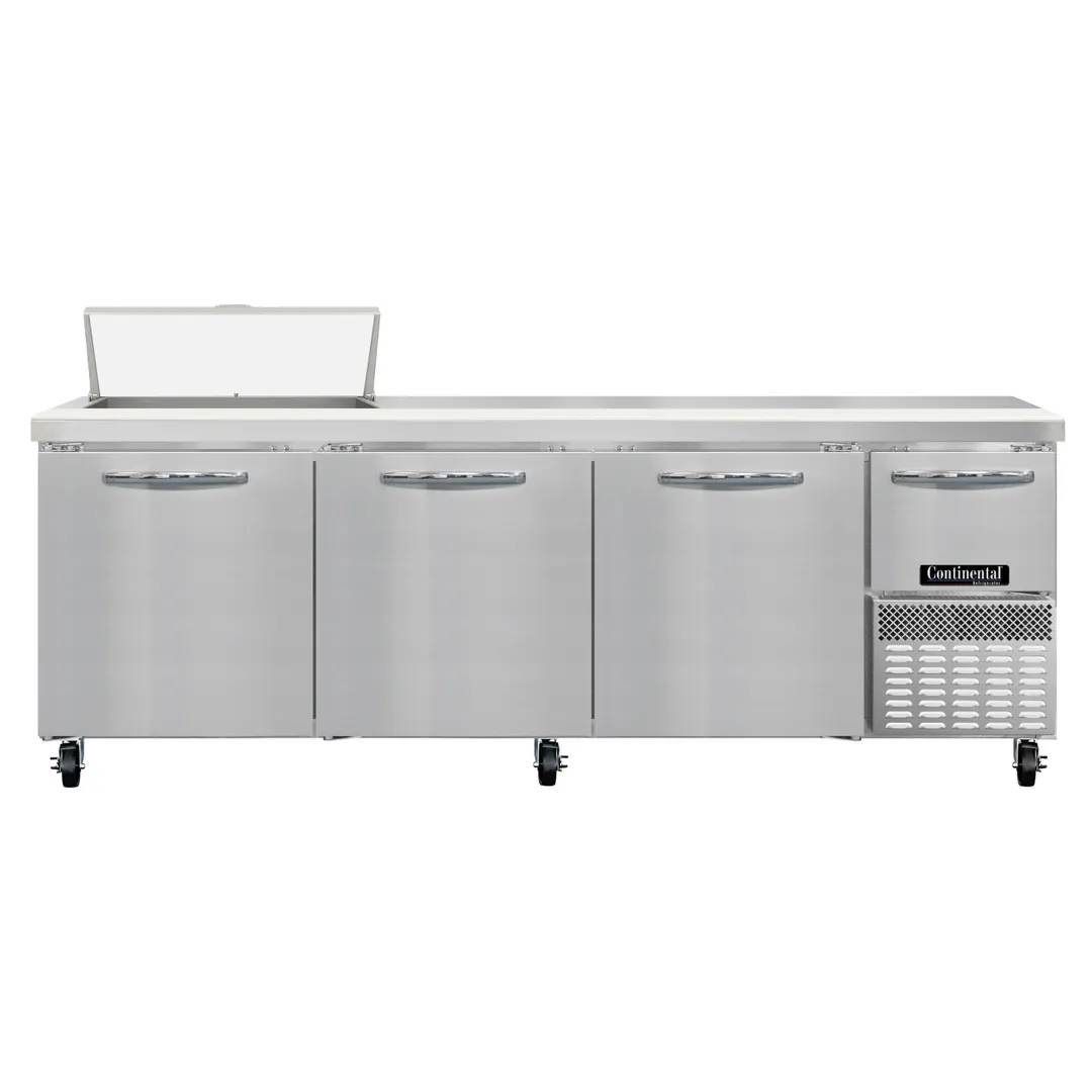 Continental Refrigerator RA93N8 93" 4-Door Sandwich and Salad Prep Table, 8 Pans, Stainless Steel