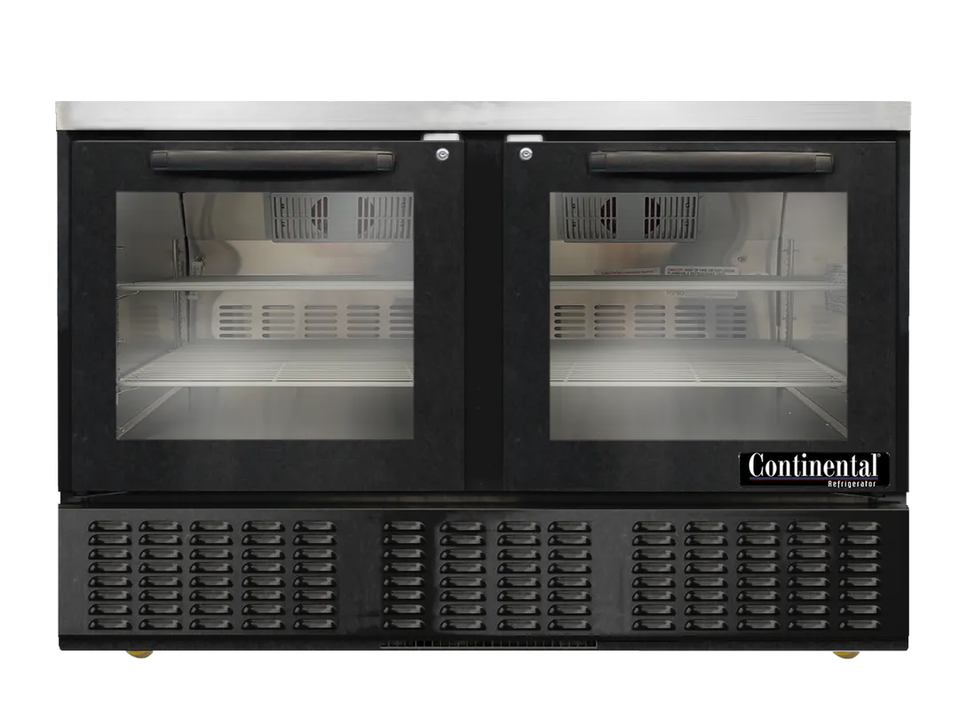 Continental Refrigerator UCF48SNGD-B 48" 2-Glass Door Undercounter Freezer, Black Finish, 8.6 cu. ft.