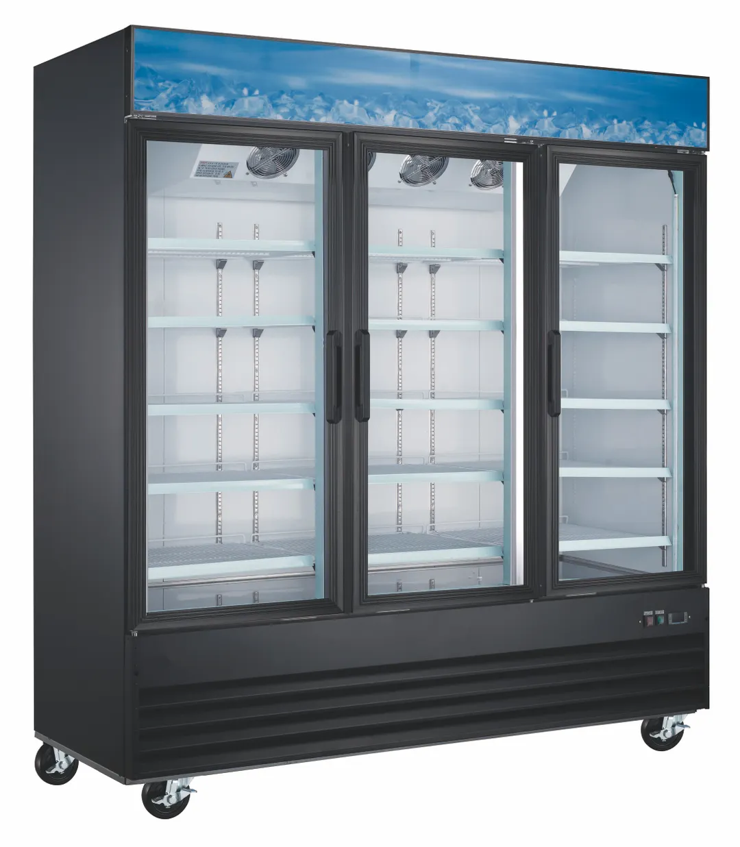 Drago America DR52MGHF 79" Glass Door Freezer, 52 cu ft, 79.5"W x 30.6"D x 80.7"H, Steel, R290
