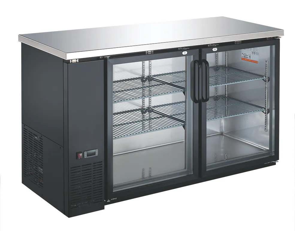 Drago America DRBB60GH 16 cu ft Cooler, 60.8"W x 24.4"D x 35.6"H, Black Glass Doors, Shelves, R290