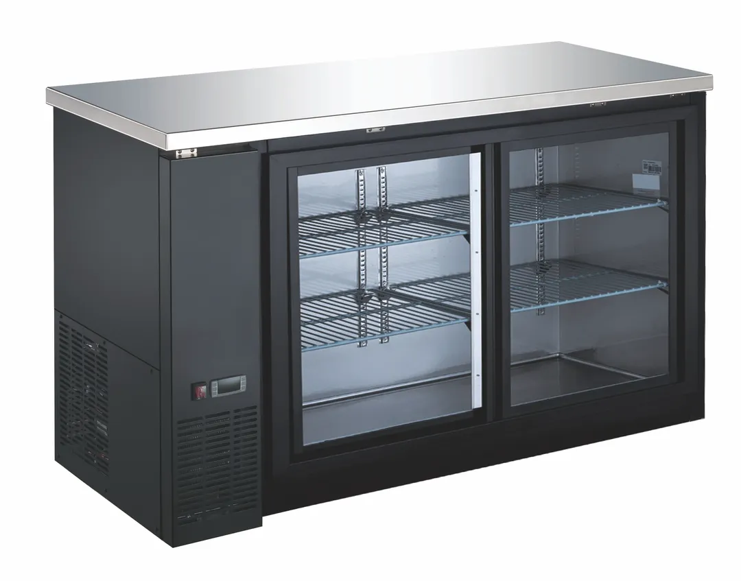 Drago America DRBB60GS 16 Cu Ft Cooler, 60"W X 24"D X 36"H, Black Vinyl, Steel, Glass Doors, R290