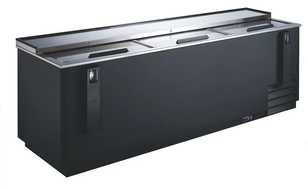Drago America DRBC95 Bottle Cooler - 38 Cu Ft, 95.2"W x 34.2"H, Black Steel, 1/2 HP Side, 115V R290