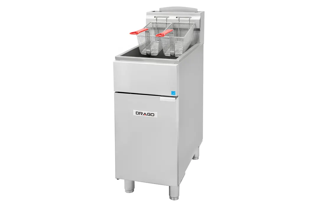 Drago America DRF40-NG-ES 15" Floor Model Gas Deep Fryer, Full Pot, Natural Gas, 40 Ibs, 70,000 BTU