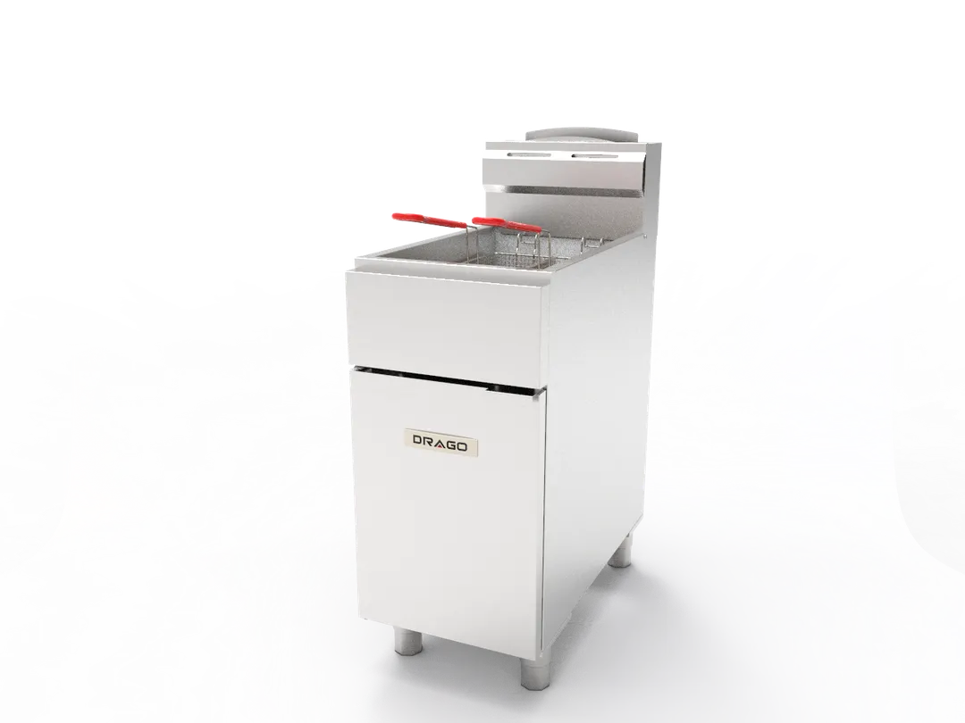 Drago America DRF75-NG 20" Floor Model Gas Deep Fryer, Full Pot, Natural Gas, 75 Ibs, 175.000 BTU