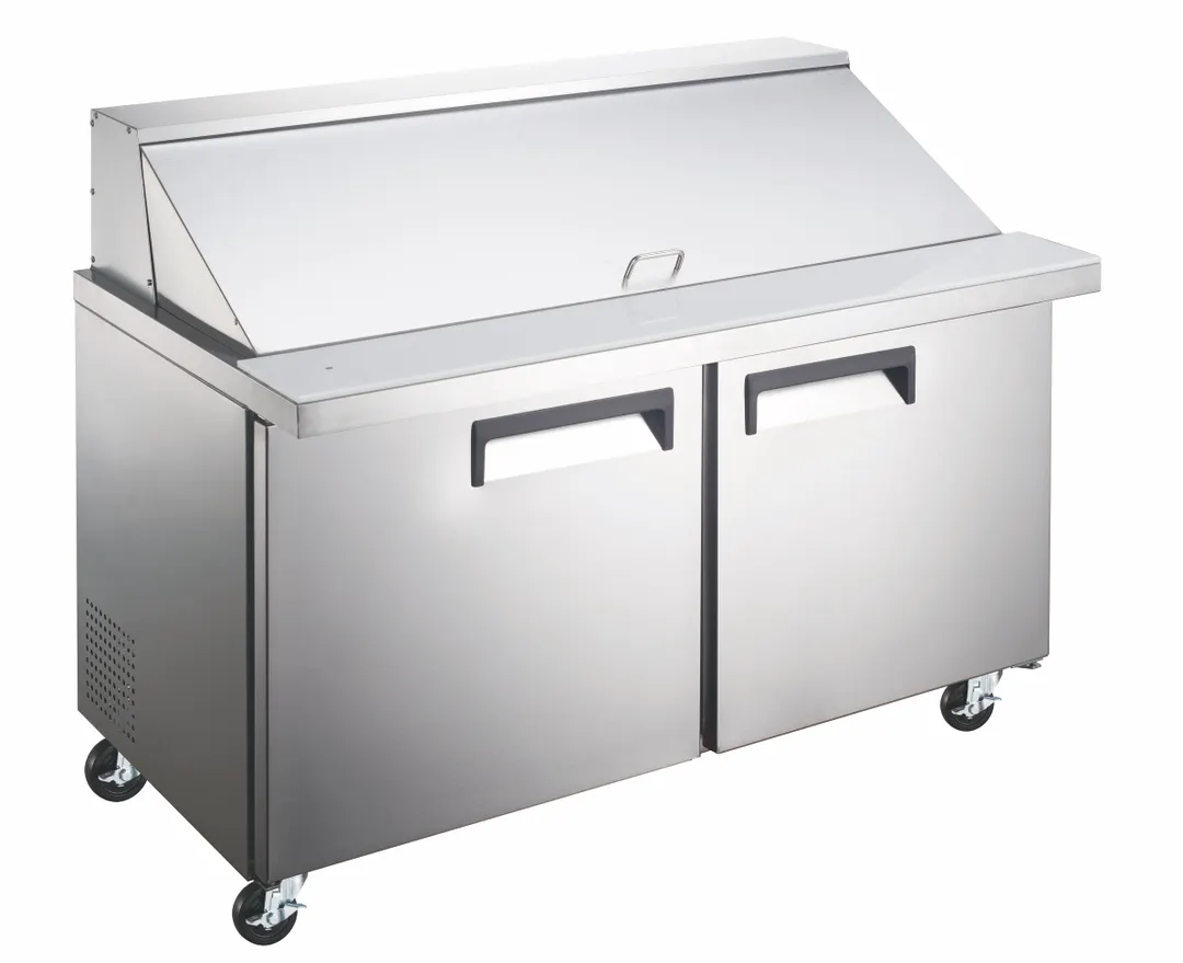 Drago America DRSP60-24M 60.2" 2-Door Mega Top Sandwich Prep Table, 24 Pans, 15 cu. ft., Stainless Steel