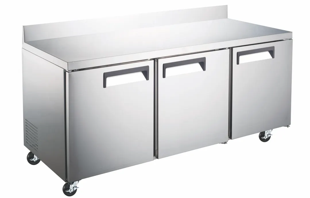 Drago America DRWT72R 72" 3-Section Worktop Refrigerator w/ 3 Doors, Front Breathing, 15.5 cu. ft.