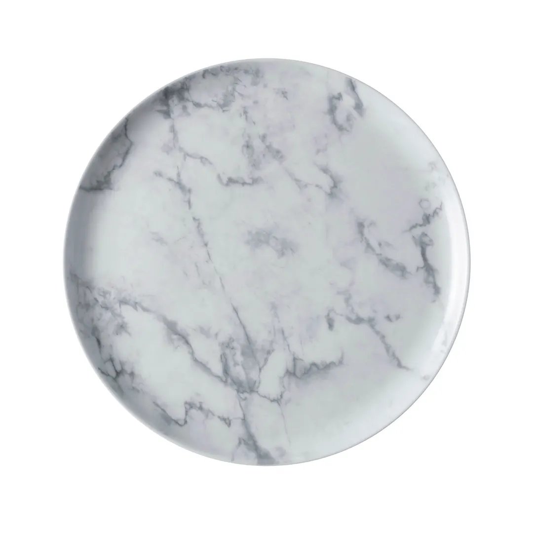 GET PA110F712312 Plate - 9" x 9" x 1", Round Coupe Rim, Porcelain, Corona Marble Finish - 1 Dozen