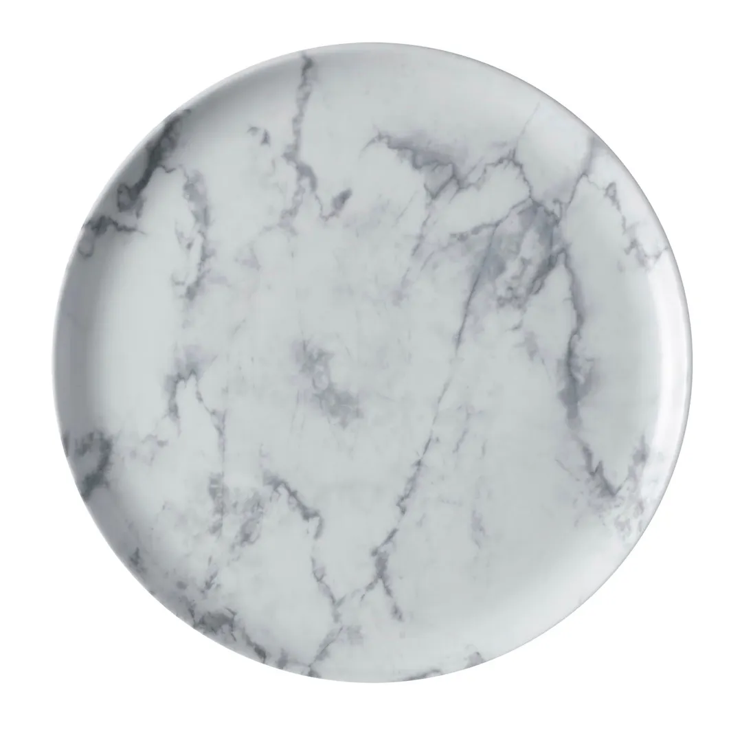 GET PA110F712812 Plate - 11" Diameter Coupe Rim Porcelain Corona Marble - 1 Dozen
