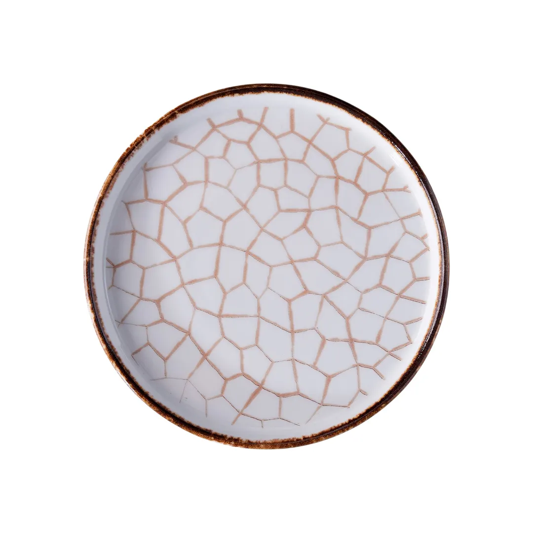 GET PA133I992812 - 11" Cracked Rustic China Dinner Plate, Round, 11" Dia.