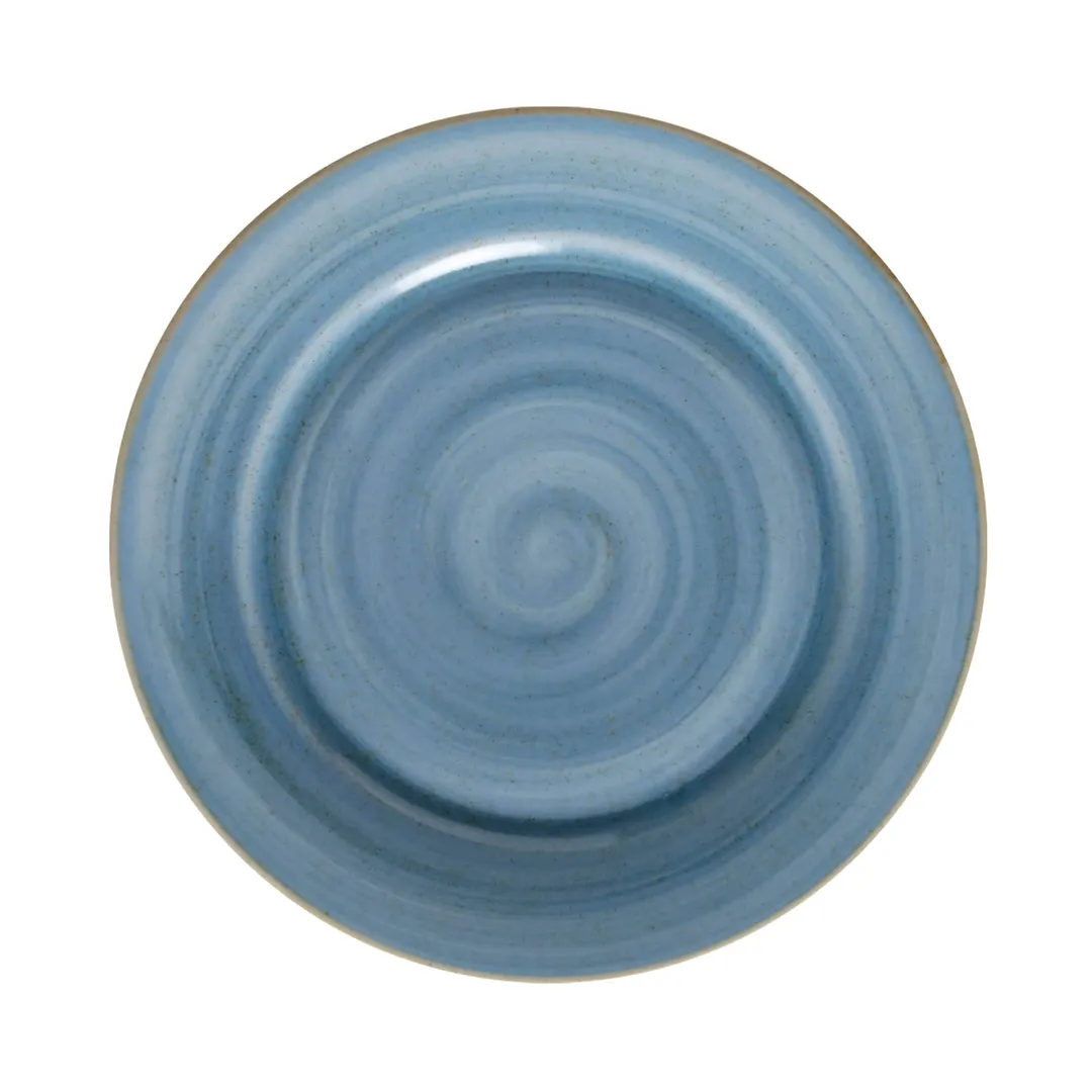 GET PA1604902912 Round China Plate, 12-1/4" Diameter, Rolled Edge, Artisan Blue Finish - 1 Dozen