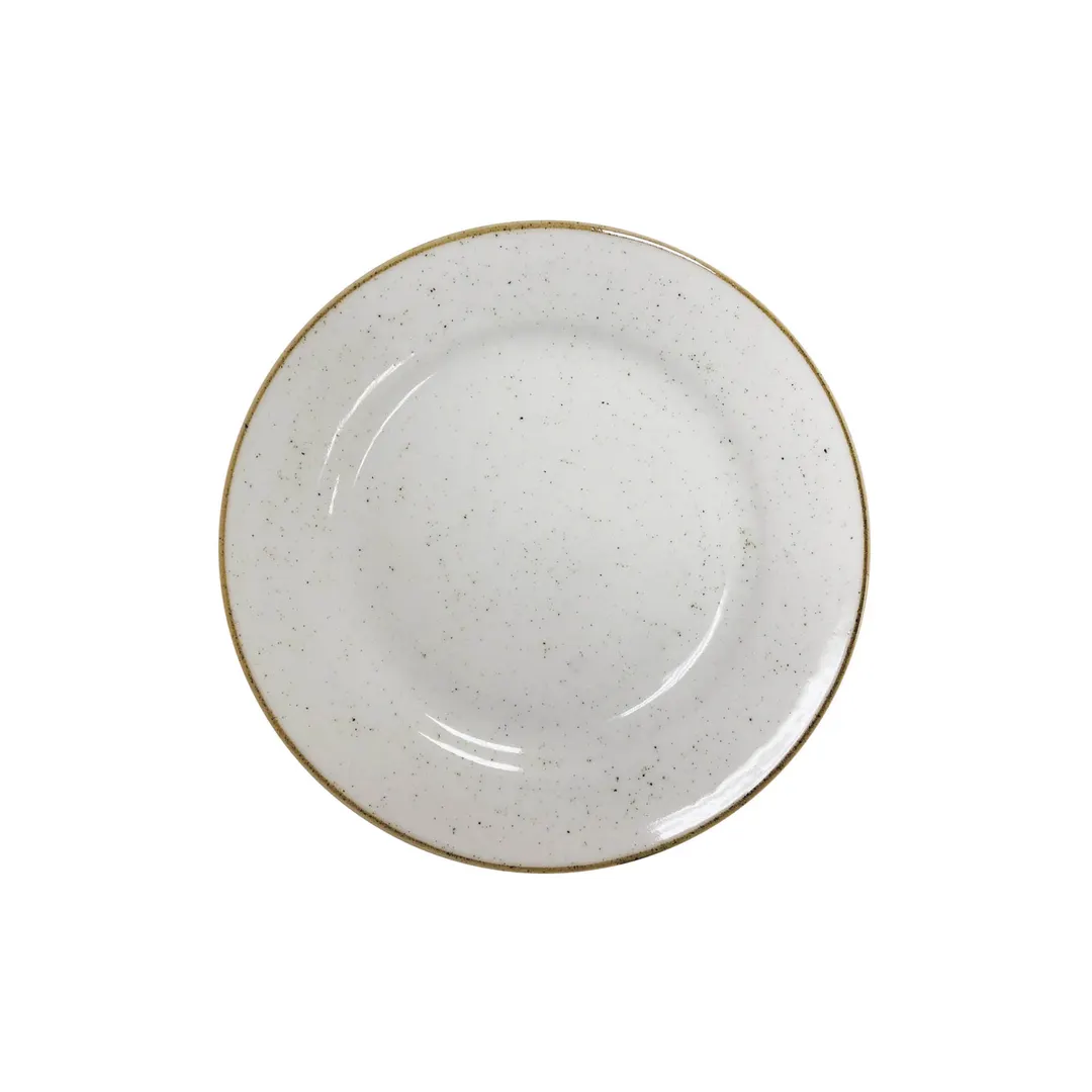 GET PA1605902024 - 8" Round Artisan China Plate, Beige, Rolled Edge, 8" Diameter - 1 Dozen
