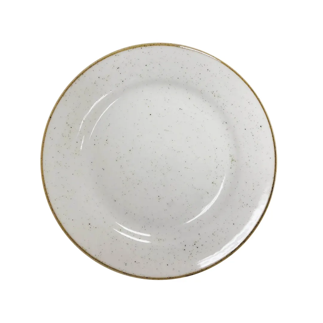 GET PA1605902912 - 12-1/4" Round China Plate, Rolled Edge, Artisan Beige Finish - 1 Dozen