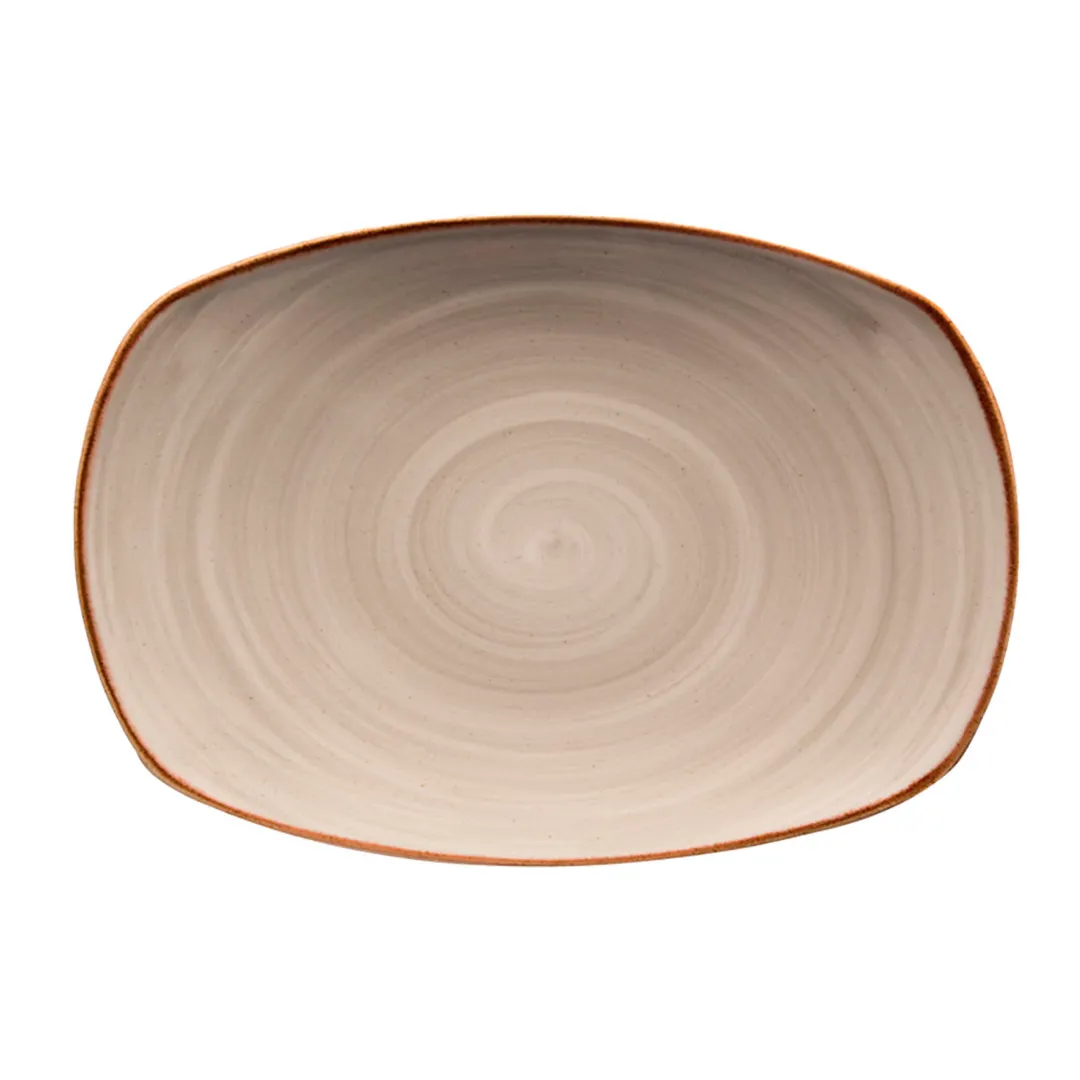 GET PP1607727906 - Oval Porcelain China Platter, 13.75" L x 9.66" W, Gray, Corona Artisan