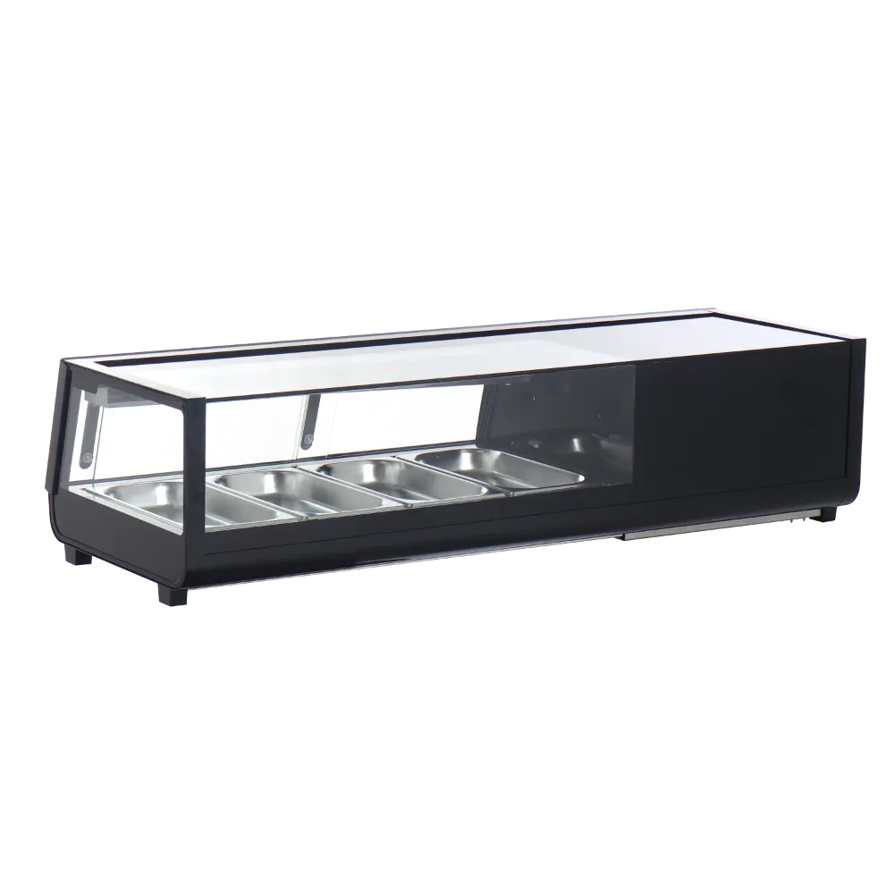 Omcan USA 48667 – 47" Black Sushi Display 42L Fits 4 1/3 Pans 32°-53.6°F LED R290 150W 110-120V