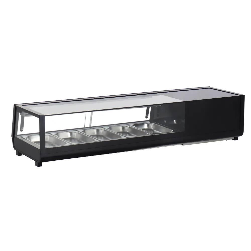 Omcan USA 48668 54" Black Sushi Display Case, 52L Capacity, 49‑54" Width, Flat Glass, Sliding Door