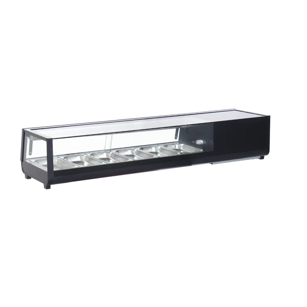 Omcan USA 48669 Countertop Sushi Display Case, 60" Width, 62 L Capacity, Black Finish, LED Lighting