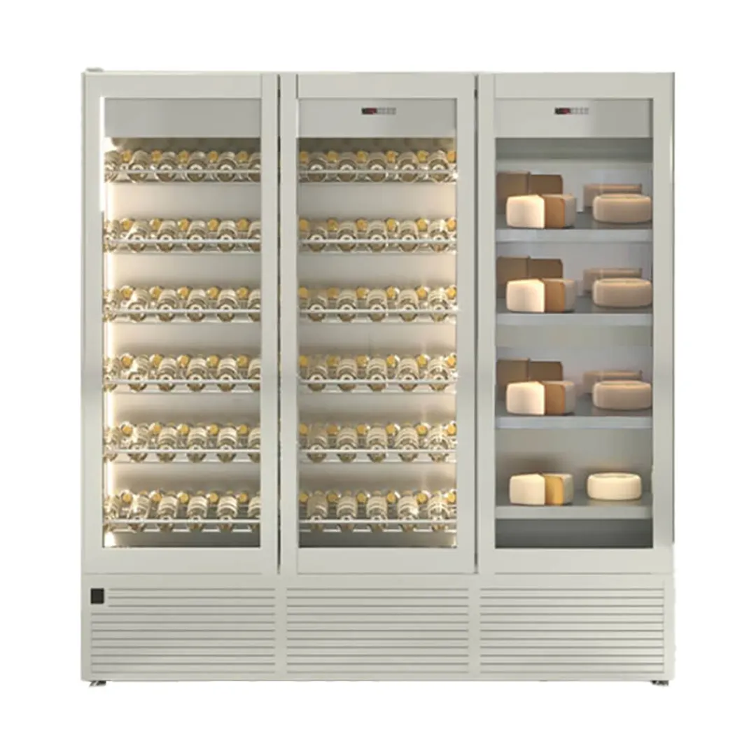 Oscartek PROVINO I RM2100 83" Meat Display Case, 3 Glass Doors, Frame, Lighting, Touch, Shelves