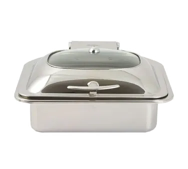 Spring USA 2173-6/12 Induction Server, 6 Qt Sq. Chafing Dish, 16.75"L x 15"W x 7.5"H, 18/8 Steel Cover