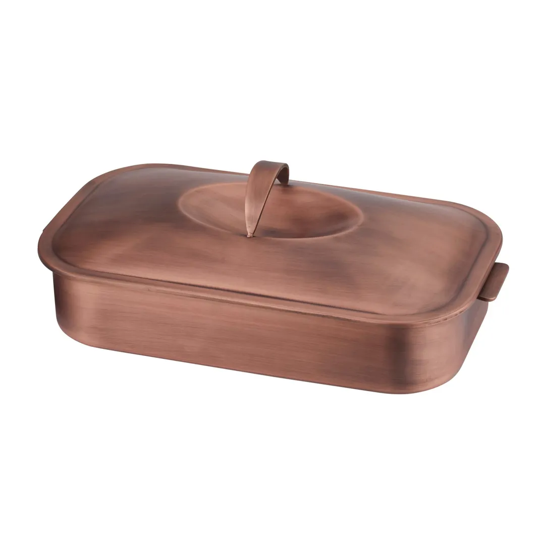 Spring USA 2271-5 Buffet Server, 4 Qt, 15-1/4" L x 8-7/16" W x 3-1/4" H, Copper‑Plated Induction Ready