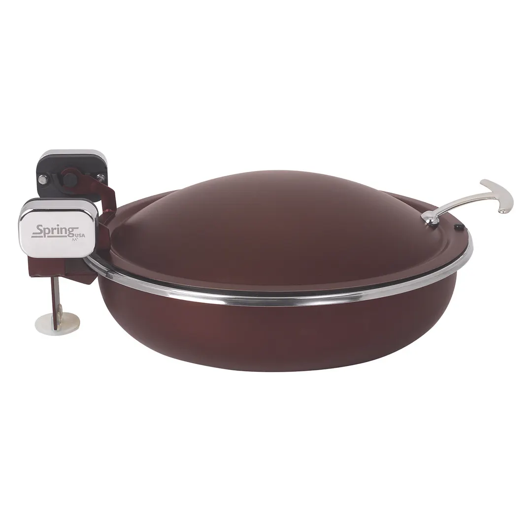 Spring USA 2382-367/36 Induction Sauteuse, 15-1/4" Dia x 6" H, 1-1/4-2-1/2-4 Qt, Cover, Merlot/Chrome