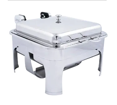 Spring USA 3374-6 Chafing Dish, Rect 6 Qt 15-3/8" x 15-5/8" Stainless Steel Chrome Hinged Lid Stand