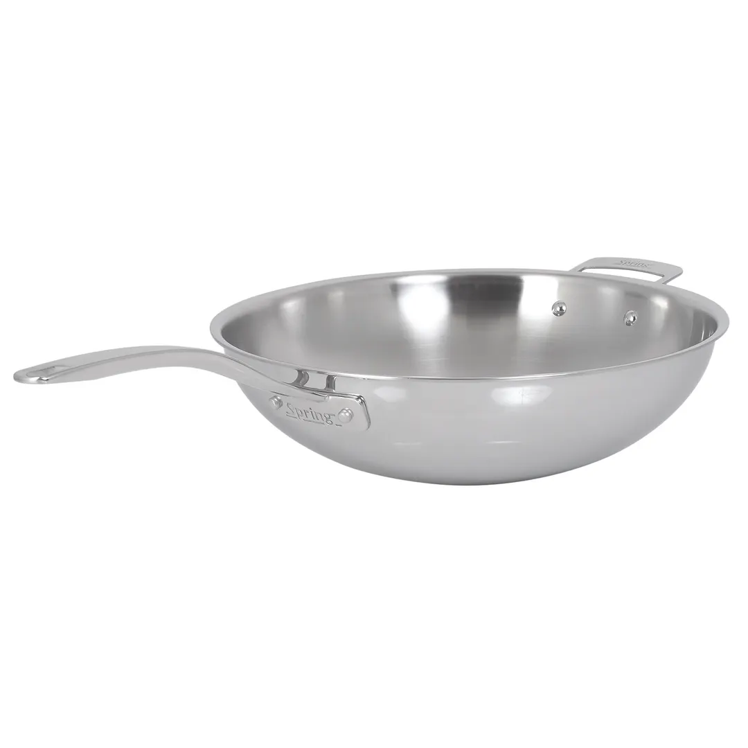 Spring USA 8216-60/34 Induction Wok, 7.3 Qt, 13-3/8" (34 cm) Dia, Steel, 2 Handles, Rolled Edges