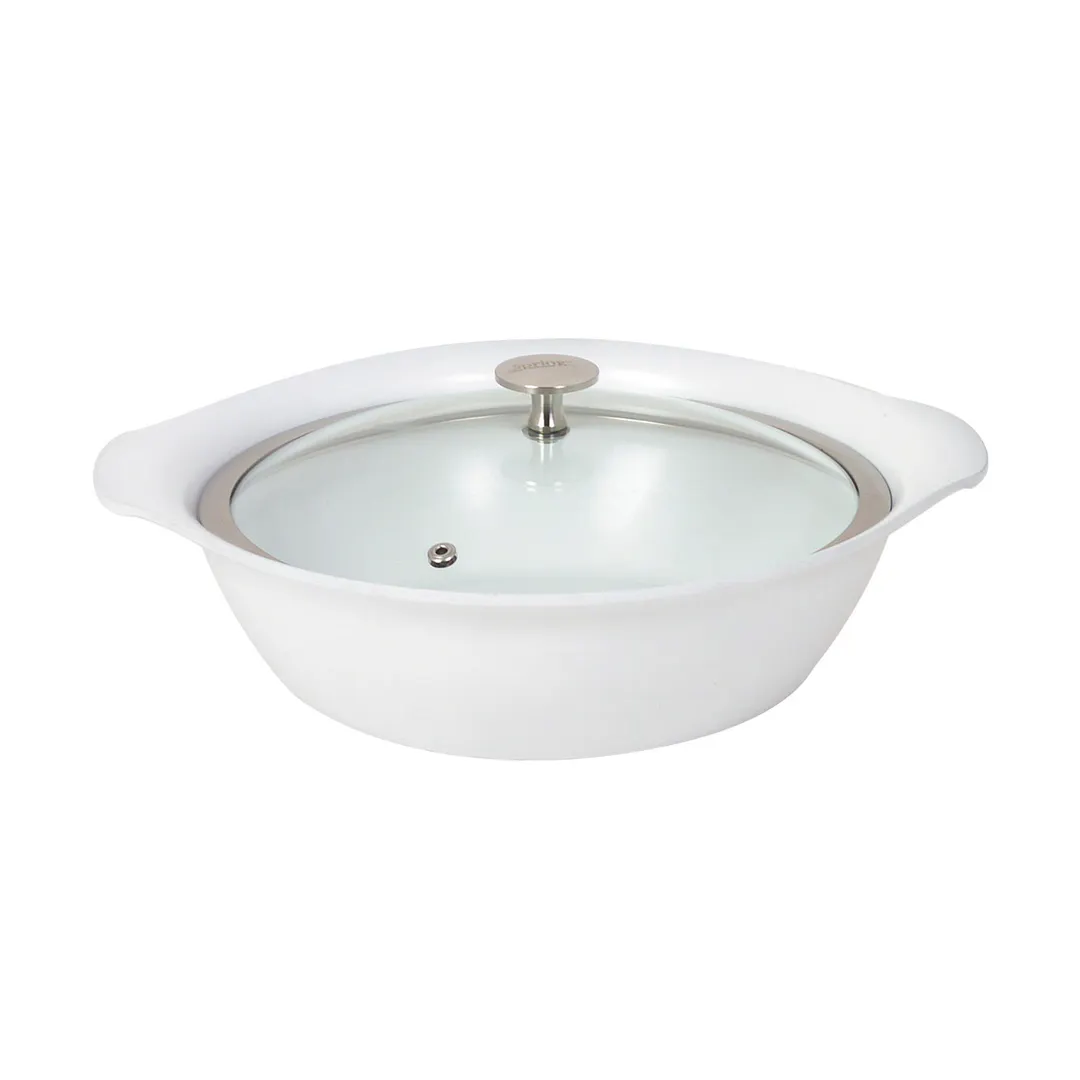Spring USA 8258-2/27 Motif Casserole Pan, 3 Qt, 10‑3/4"×3‑1/4" White Aluminum, Ceramic