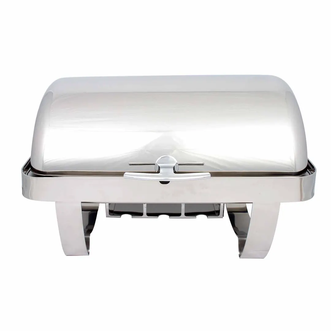 Spring USA K2509-6A Chafer, Rectangular 9‑Qt, 26" x 18‑7/8" x 15‑3/4" Steel, Roll‑Top Cover