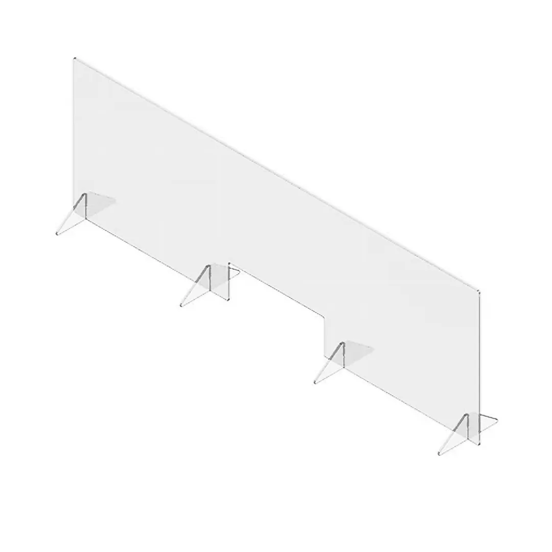 Spring USA SFPT2472 Safety Shield, 72"W x 10-1/2"D x 23-3/4"H, 17"W x 5-3/4"H Window, 4 Stabilizing Feet