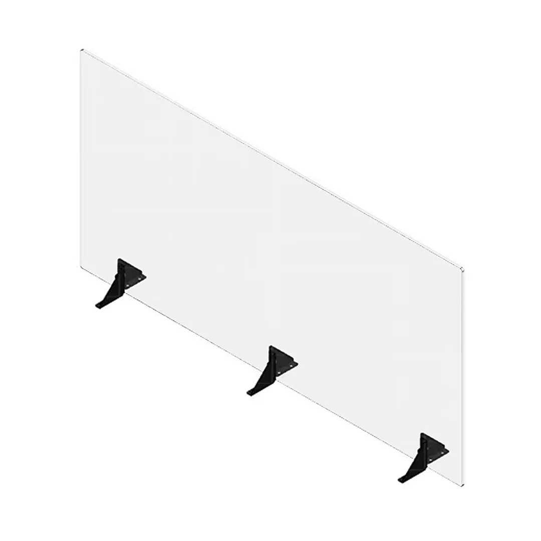 Spring USA SFTS2448 Safety Shield, 48"W x 6-7/16"D x 23-15/16"H Clear Acrylic, Black Powder-Coated Steel Feet