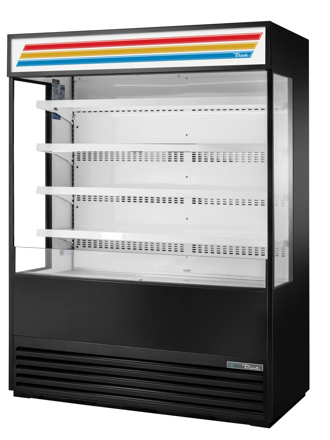 True TOAM-60GS-HC~TSL01 60" Vertical Open Air Merchandiser in Black, Self-Contained, 4 Shelves