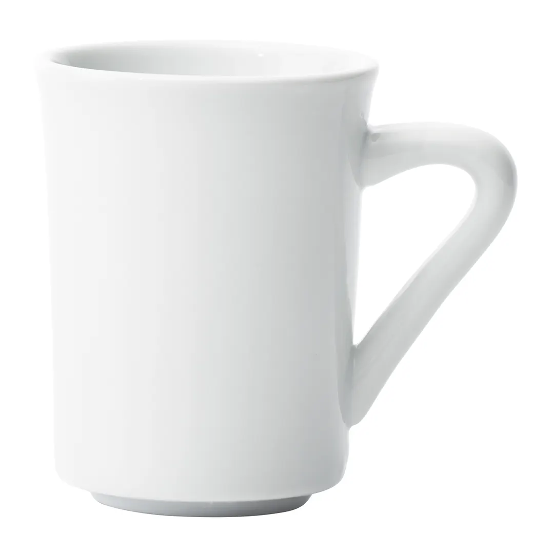 Winco BSM-8 Birkhall Mug, 8-9 oz White Porc., 3-3/8" Dia x 4-1/4" H RoundTall, Non-Stack - 1 Dozen