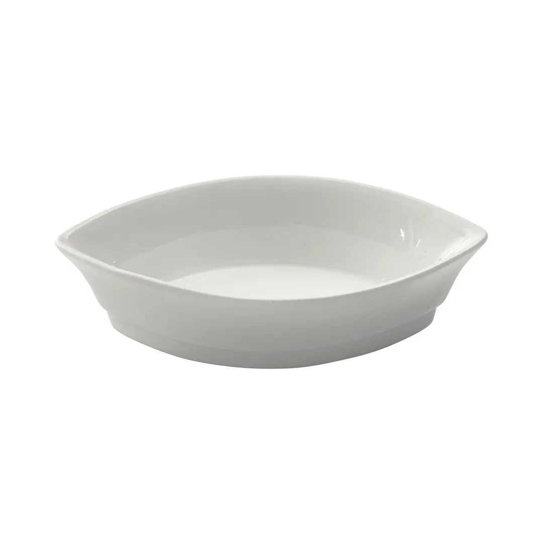Winco DBS-2 Boat‑Shape Porcelain Dish, 2 oz, 4‑1/2"L x 2‑3/8"W x 1‑1/4"H, White Finish - 1 Dozen