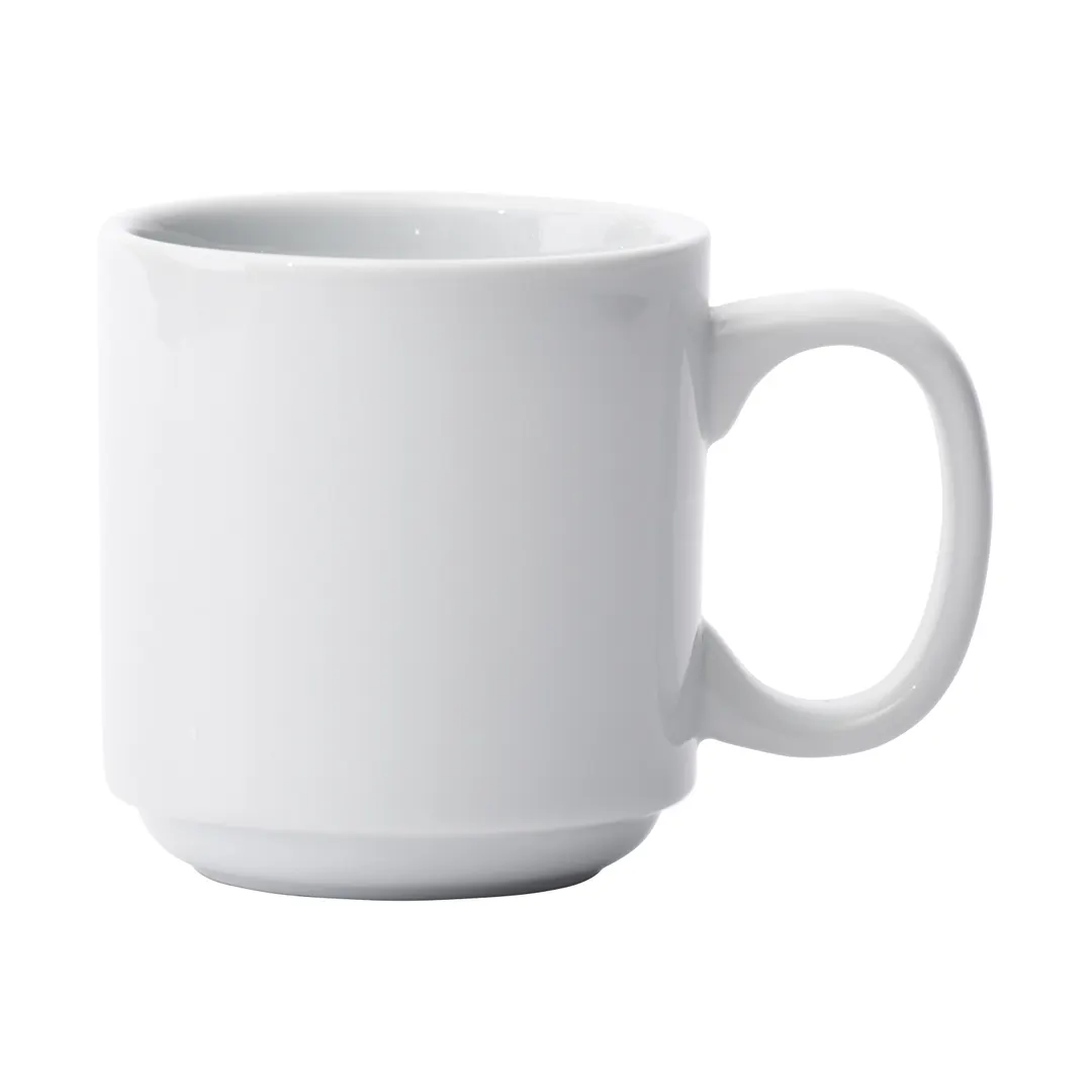 Winco MMC-12 Mangula White Porcelain 12‑13 oz Mug, 3.25" Dia x 3.625" H, Stackable - 1 Dozen