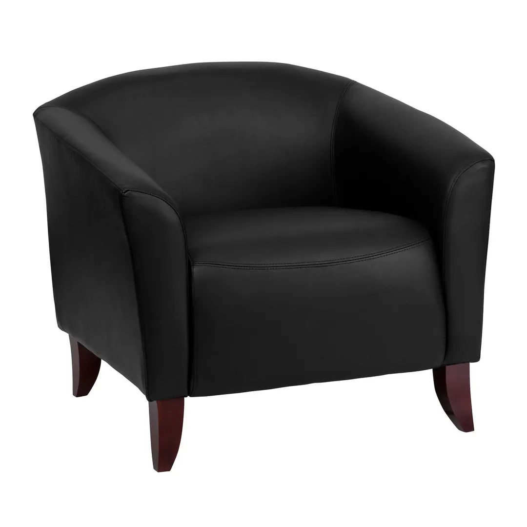 Flash Furniture 111-1-BK-GG Hercules Imperial Reception Chair, LeatherSoft Upholstery, Black, Sturdy Hardwood Construction