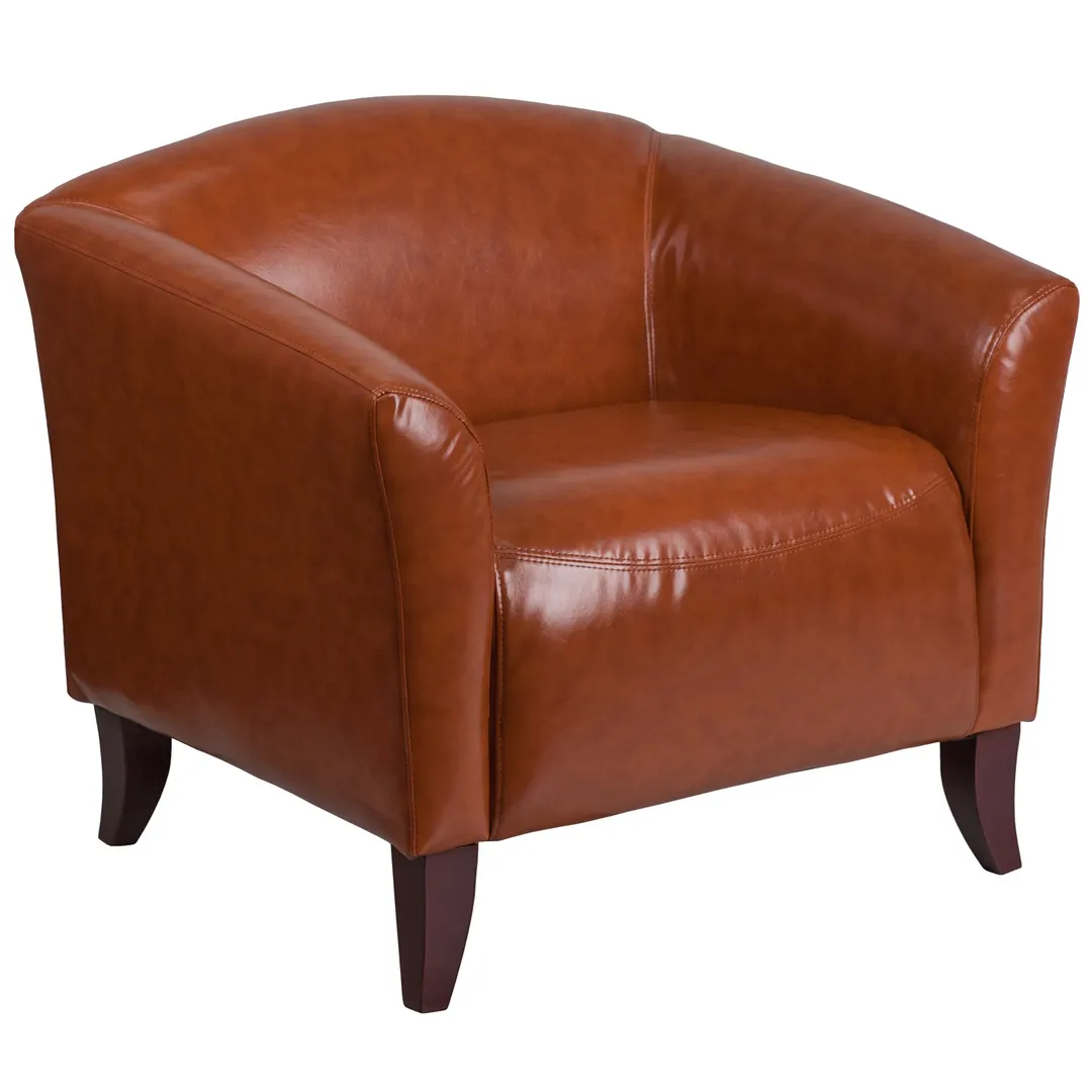 Flash Furniture 111-1-CG-GG Hercules Imperial Reception Chair, LeatherSoft Upholstery, Cherry Finish, Cognac