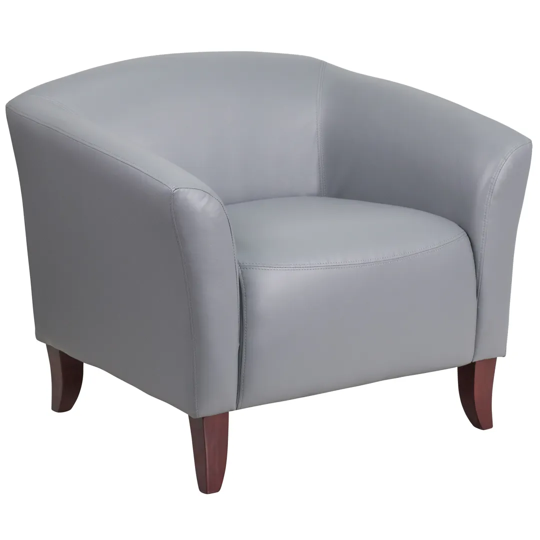 Flash Furniture 111-1-GY-GG Hercules Imperial Series Reception Chair, Gray LeatherSoft Upholstery, Sturdy Hardwood Construction