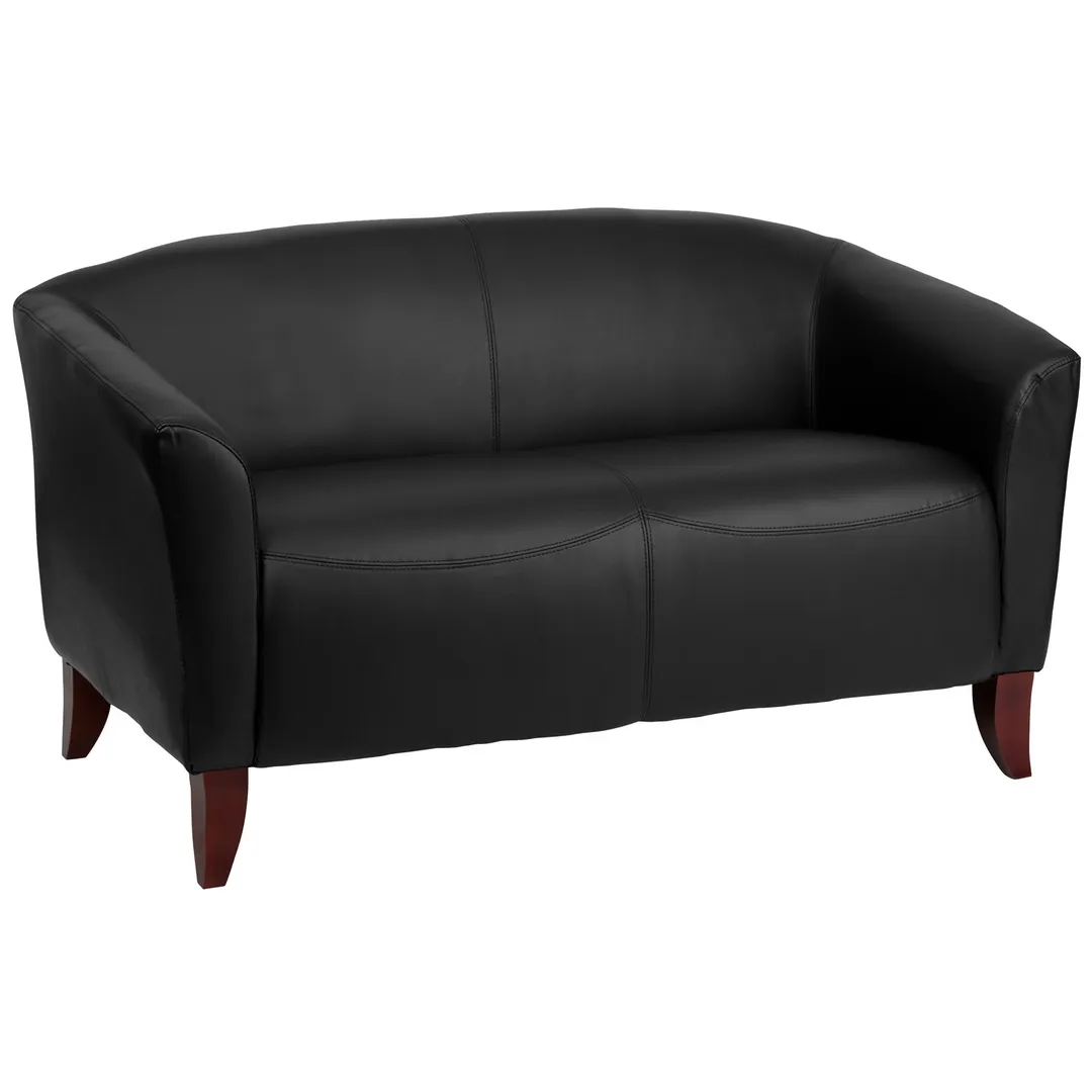 Flash Furniture 111-2-BK-GG Hercules Imperial Series Reception Loveseat, 52"W x 29"D x 29"H, LeatherSoft Upholstery, Black