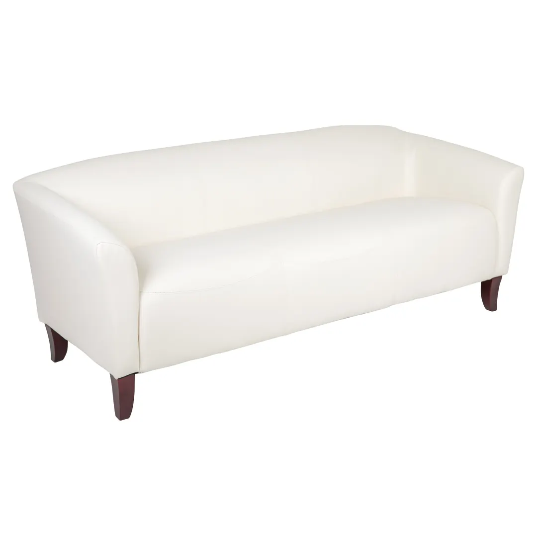 Flash Furniture 111-3-WH-GG Hercules Imperial Series Reception Sofa, 72.75"W x 29"D x 29"H, LeatherSoft Upholstery, White