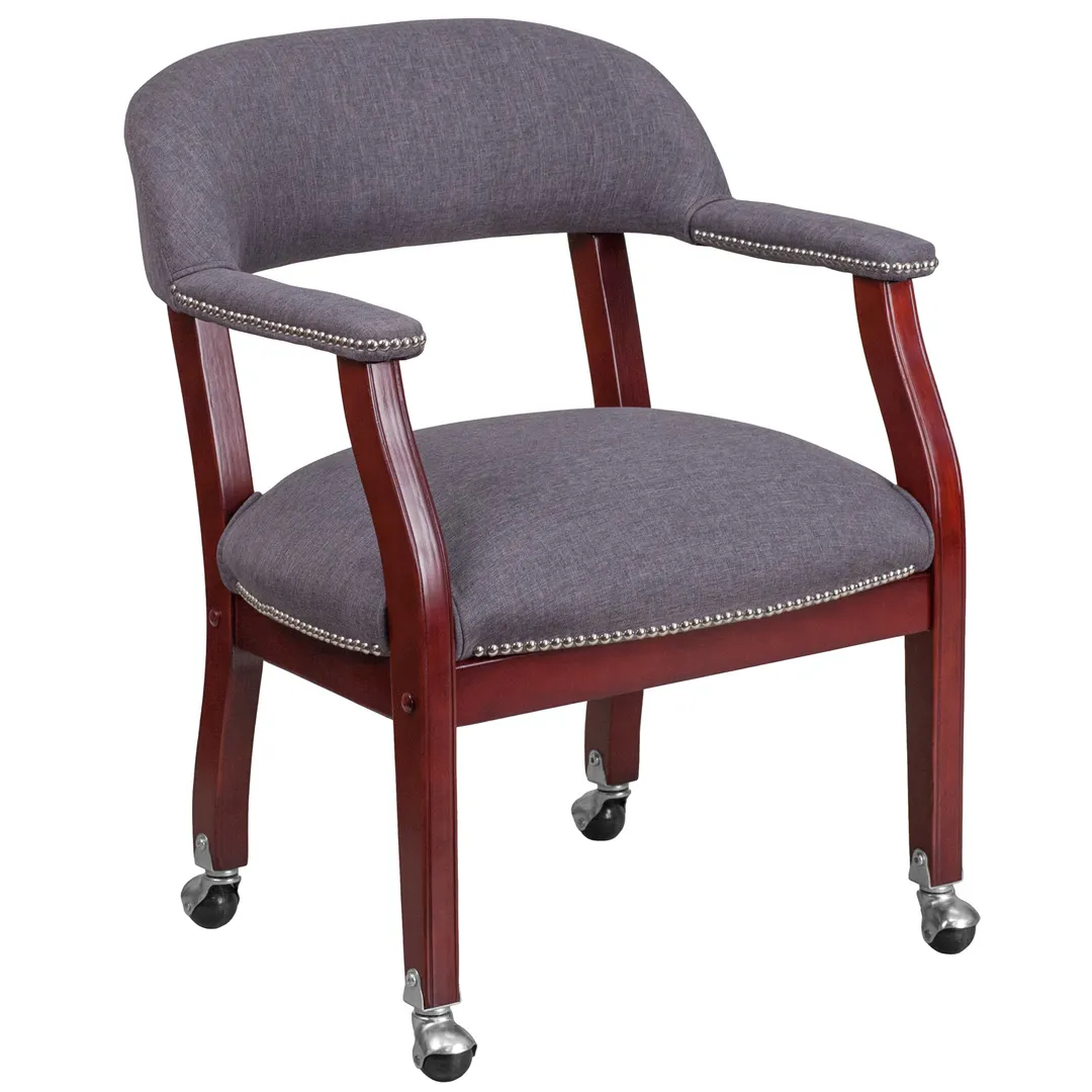 Flash Furniture B-Z100-GY-GG Luxurious Gray Conference Chair, 250 lb., Upholstered Back & Seat, Solid Hardwood Frame