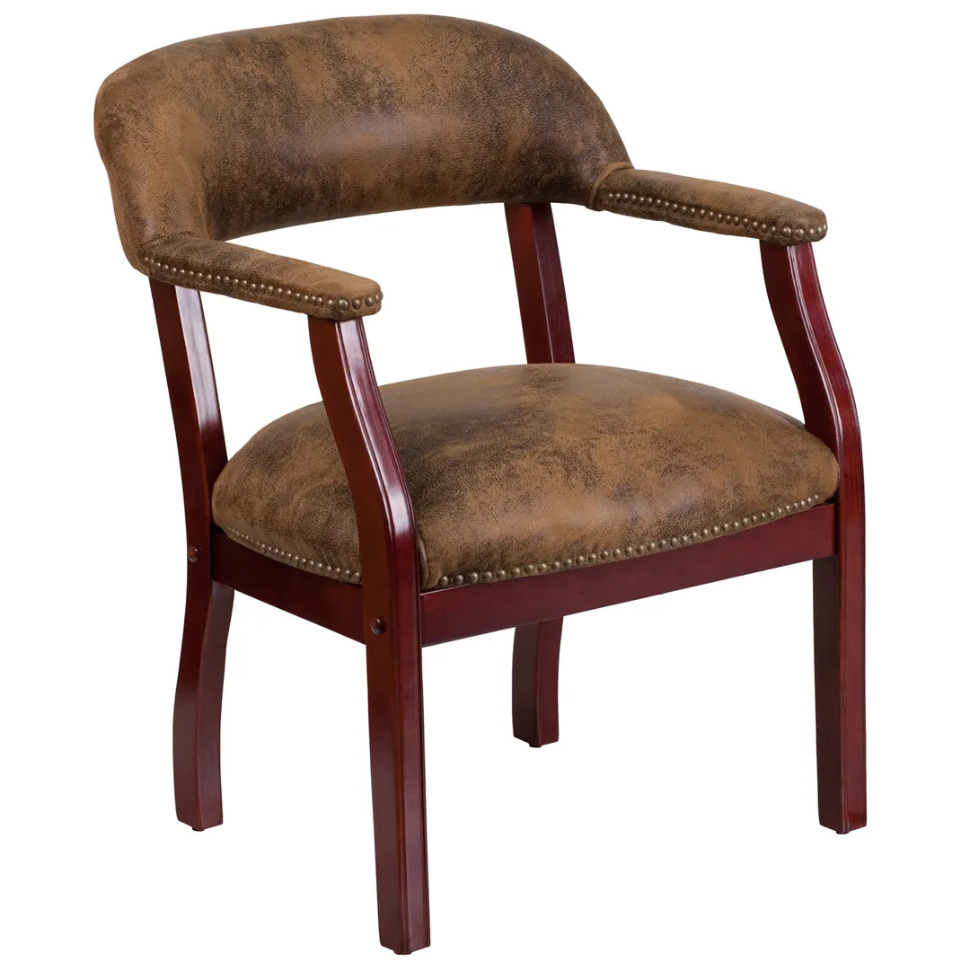 Flash Furniture B-Z105-BRN-GG Luxurious Conference Chair, 250 lb Capacity, Microfiber Upholstery, Bomber Jacket Brown