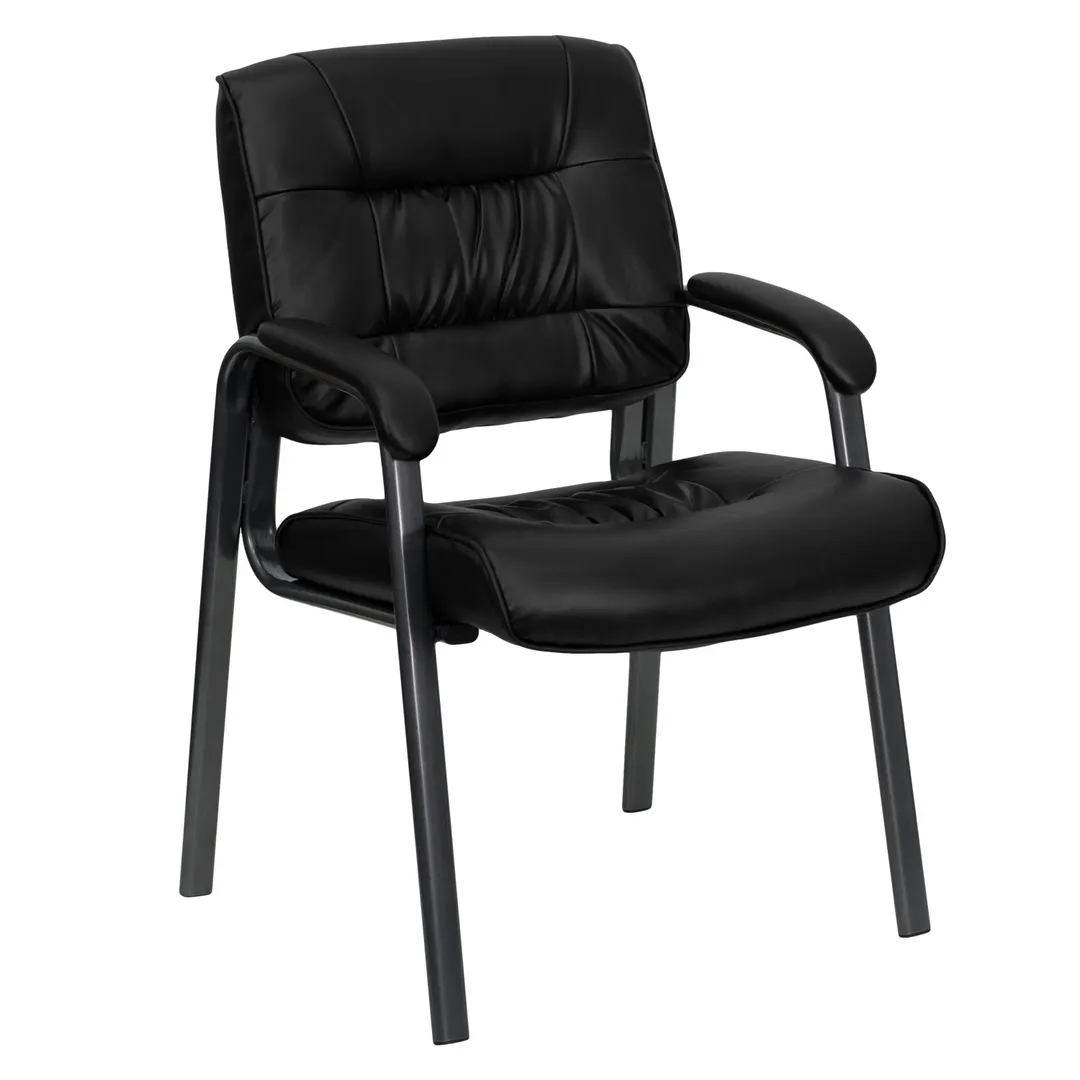 Flash Furniture BT-1404-BKGY-GG Executive Side Reception Chair, 250 lb, Tufted Back, Black LeatherSoft