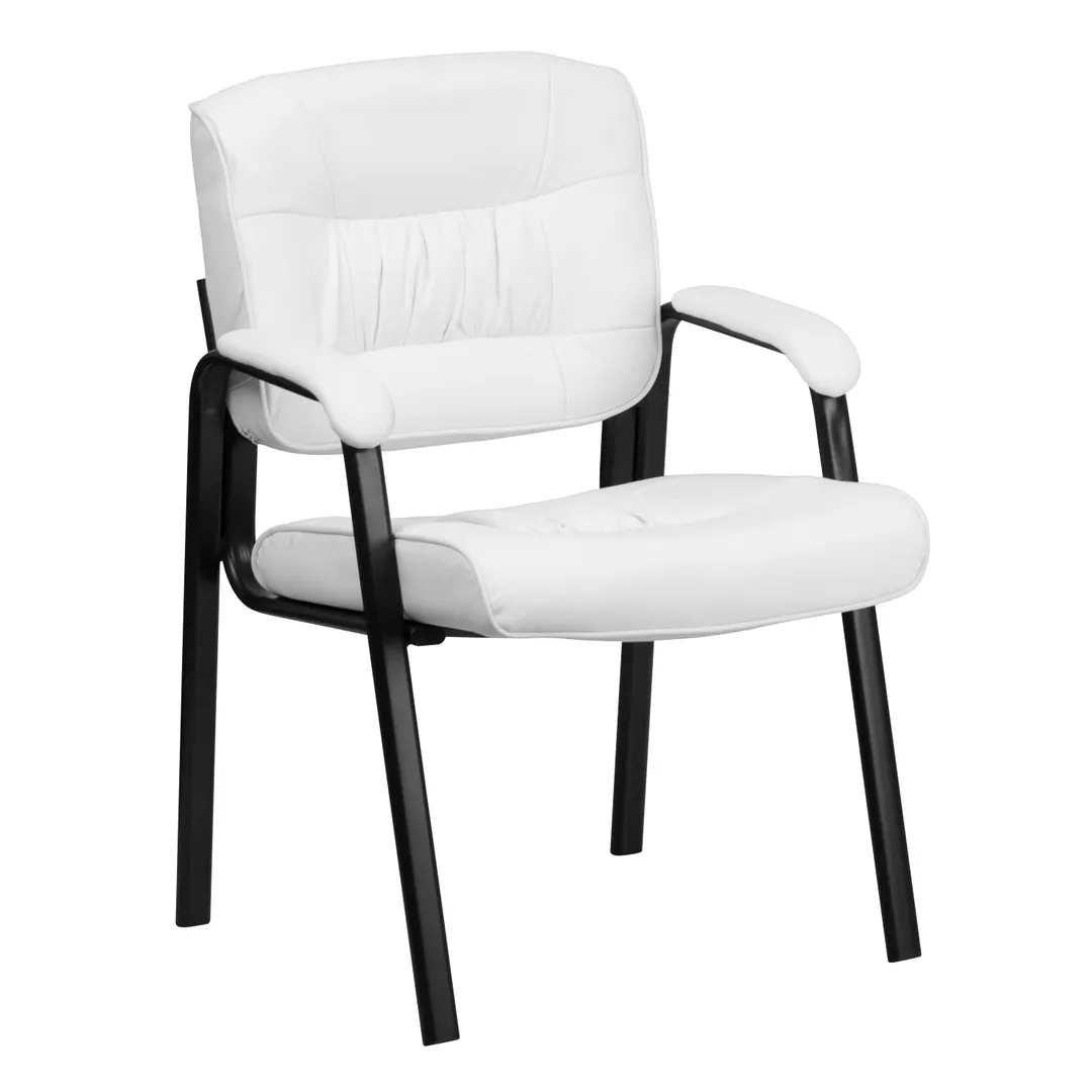 Flash Furniture BT-1404-WH-GG Executive Side Reception Chair, 250 lb, Tufted Back, LeatherSoft Upholstery, White