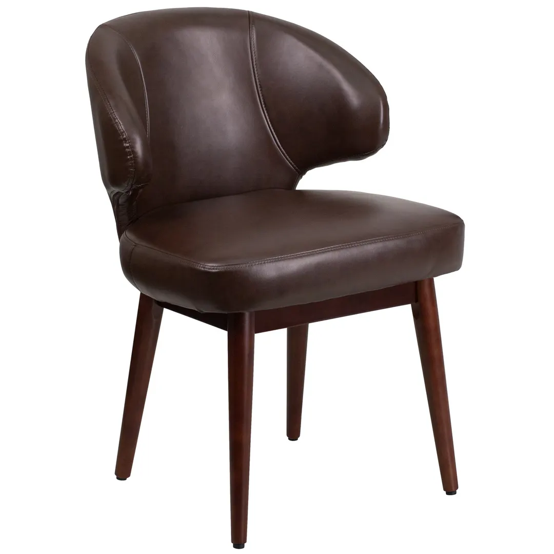 Flash Furniture BT-4-BN-GG Comfort Back Series Executive Guest Chair, Brown LeatherSoft Upholstery, Walnut Beechwood Frame