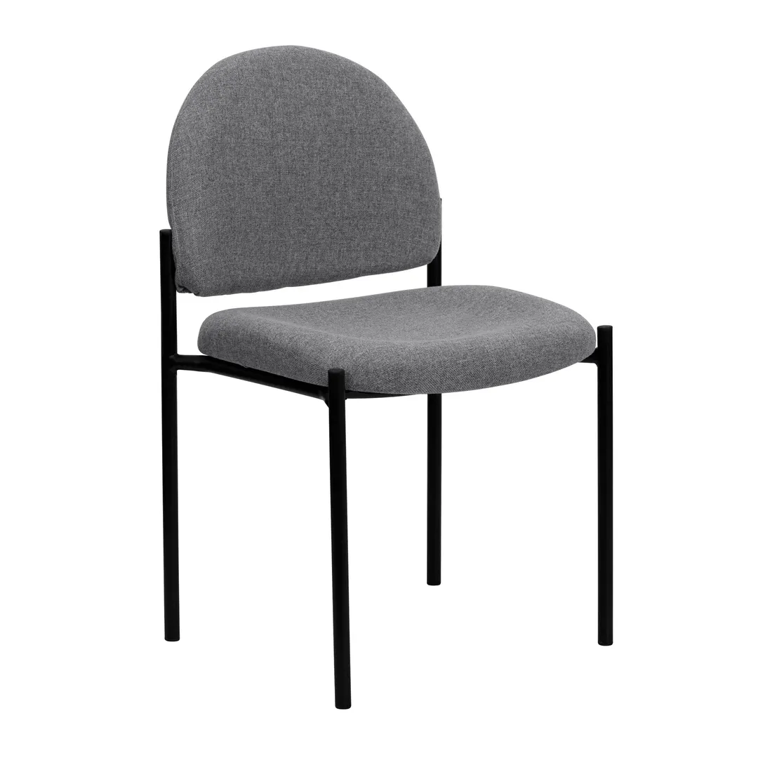 Flash Furniture BT-515-1-GY-GG Stacking Side Reception Chair, 250 lb, Gray Fabric, Black Powder Coated Steel Frame