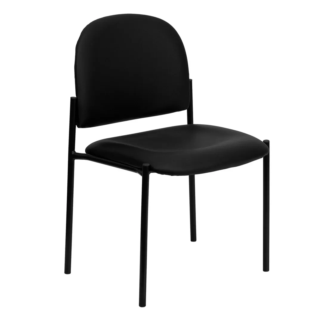 Flash Furniture BT-515-1-VINYL-GG Stacking Side Reception Chair, 250 lb. Capacity, Vinyl Upholstery, Black Powder Coated Steel Frame