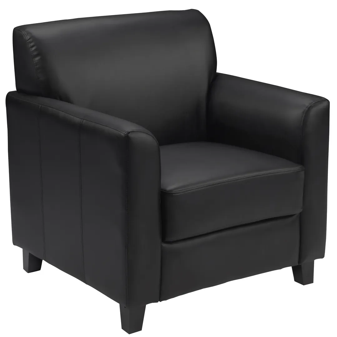 Flash Furniture BT-827-1-BK-GG Hercules Diplomat Reception Chair, LeatherSoft Upholstery, Black