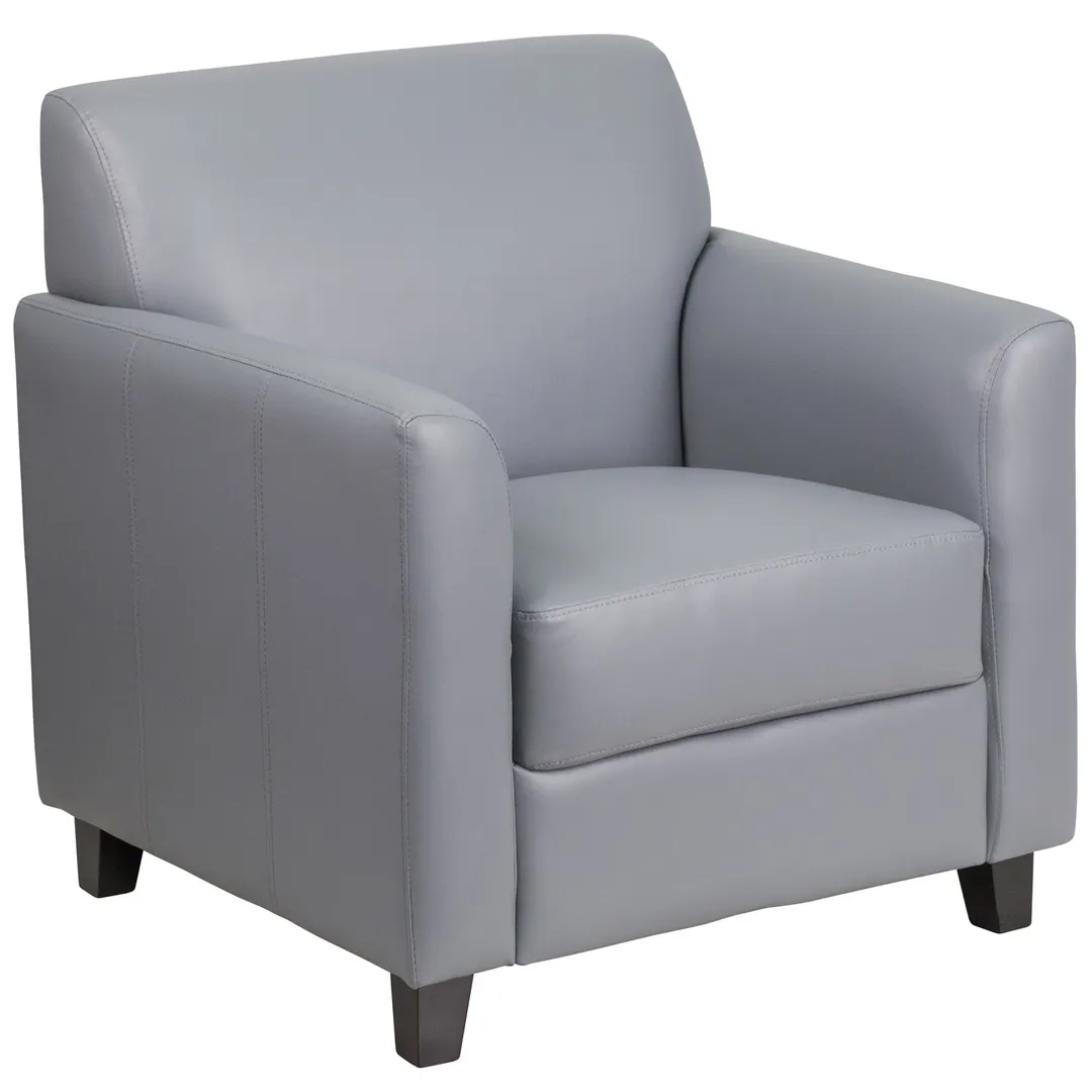 Flash Furniture BT-827-1-GY-GG Hercules Diplomat Reception Chair, Gray LeatherSoft, Flares Arms, Fixed Cushions
