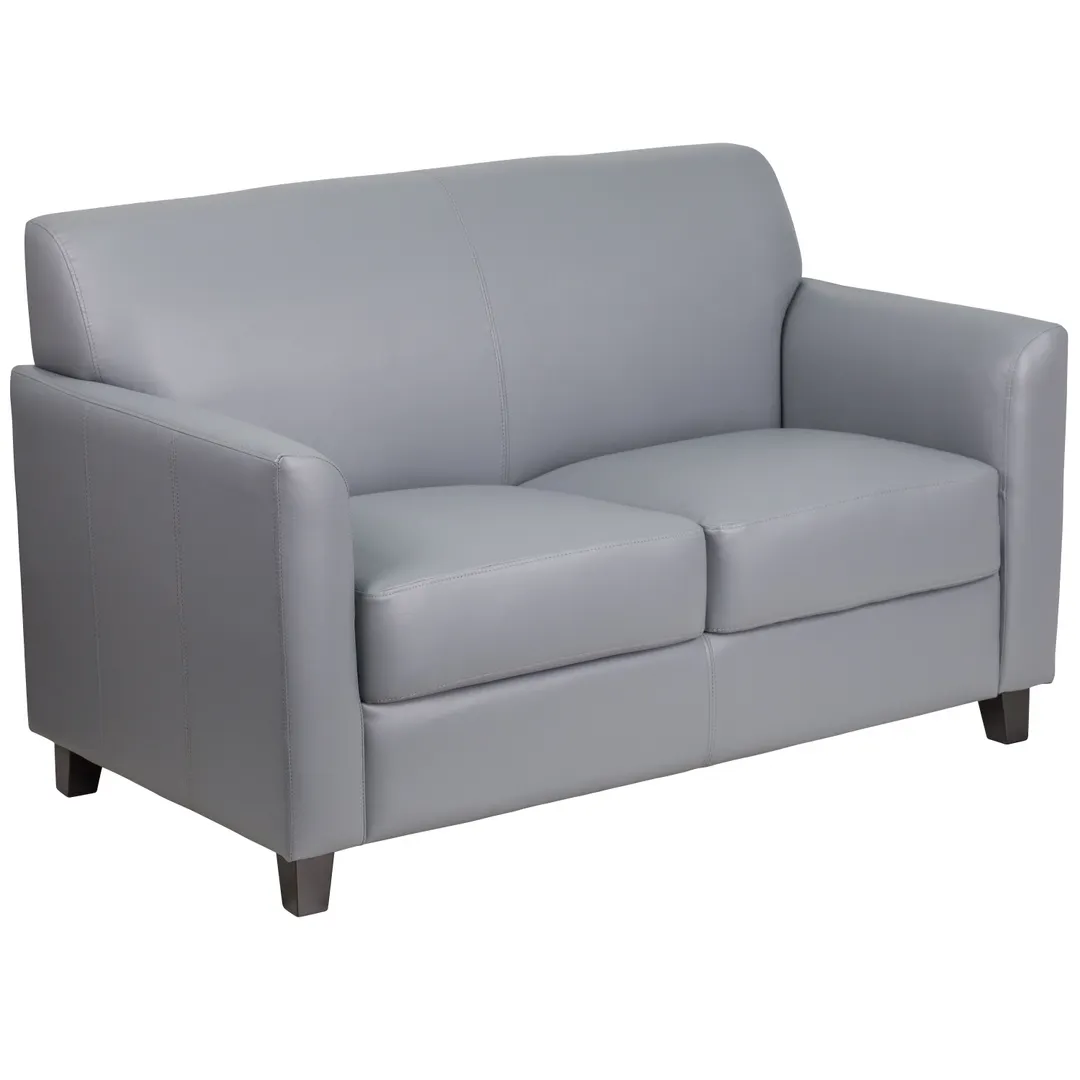 Flash Furniture BT-827-2-GY-GG Hercules Diplomat Reception Loveseat, 52W x 29D x 32.25H, LeatherSoft, Gray