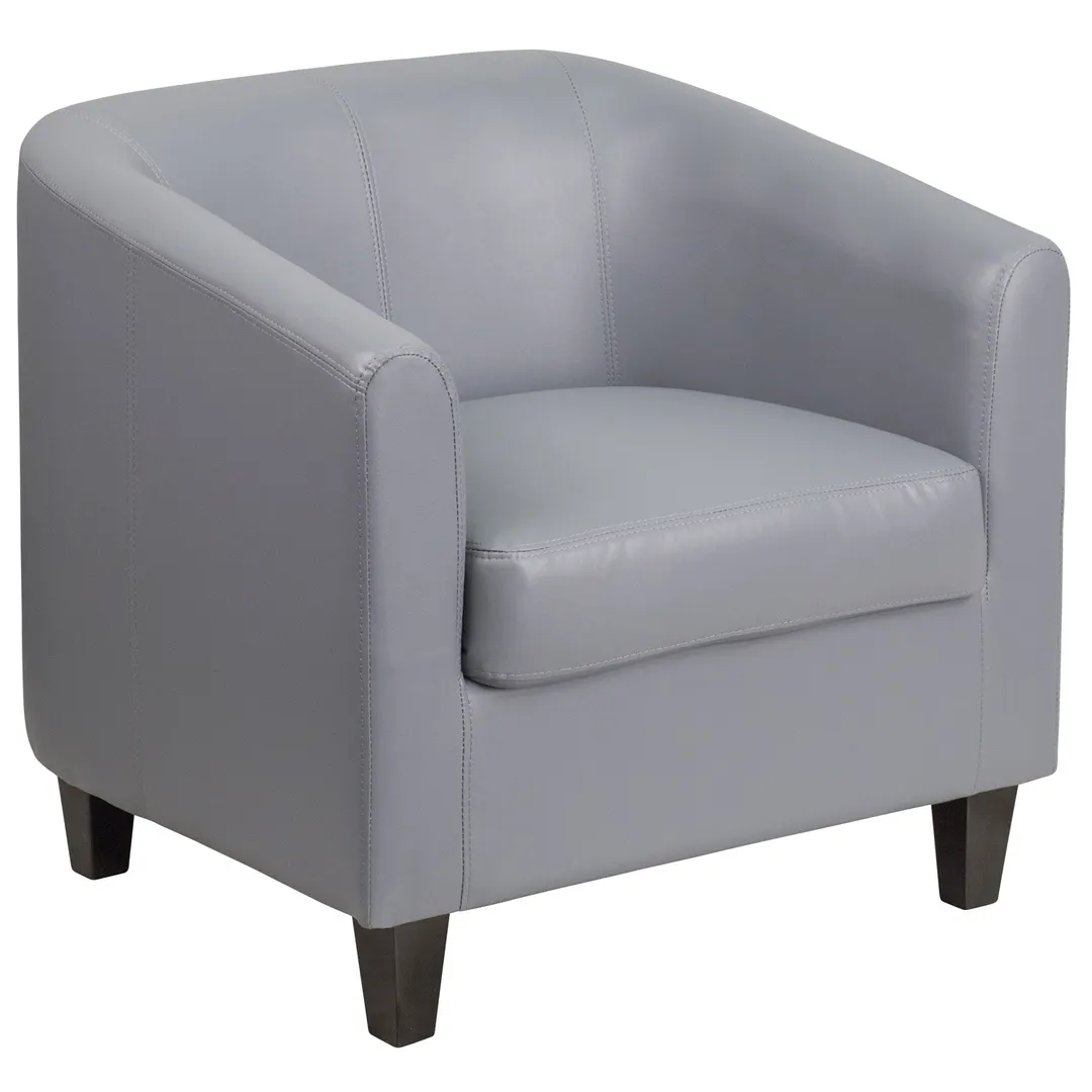 Flash Furniture BT-873-GY-GG Office Guest Chair, 250 lb, Gray LeatherSoft, Upholstered Back & Seat